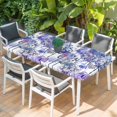 thumbnail image 2 of Purple Onion Flowers Table Cloths for 6 Foot Rectangle Tables, Spring Floral Dandelion Botanical Patio Waterproof Elastic Fitted Tablecloths, Washable Rectangular Table Cover for Camping, 2 of 8