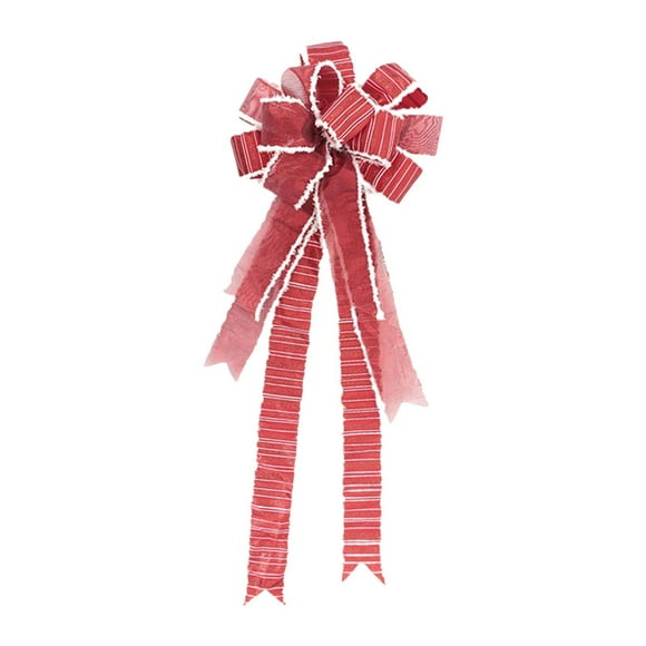 Adorno decorativo para la parte superior del árbol de Navidad con lazo para la parte superior del árbol de Navidad RojoBordeBlanco32x82cm