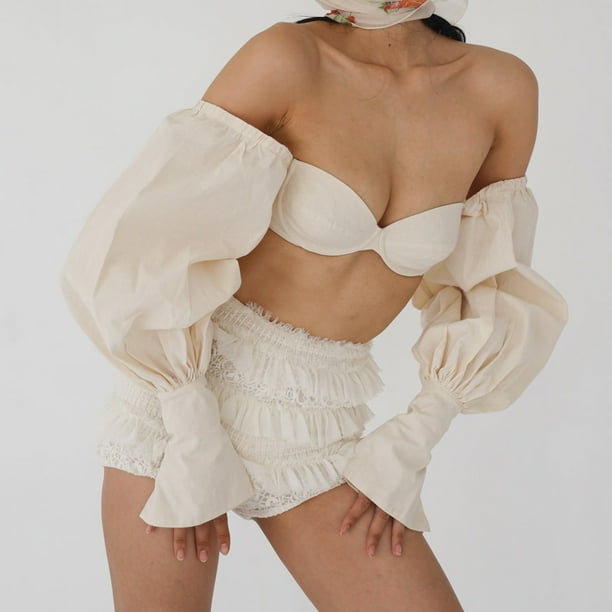 Top corto de verano para mujer + Mini falda manga farol conjuntos de falda corta ropa de discoteca de moda FLhrweasw Nuevo