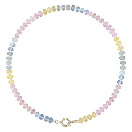 KKLDOGS Colorful Beades Gemstone Necklace for Women Boho Beaded Choker Rainbow Colorful Natural Stone Summer Beach Jewelry for Women