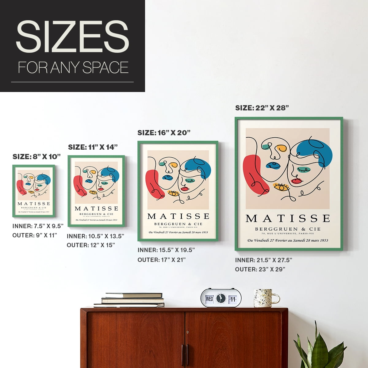Matisse CCCXXVIII in Green Solid Wood 16 x 20 Framed Print