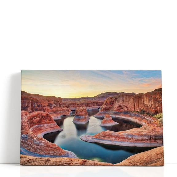 Magnificent View of Canyon During Sunrise Arizona - Wrapped Canvas Print Wall Art | 18" W x 12" H
