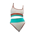 thumbnail image 2 of Pxiakgy tankini swimsuits for women swim suits for women Two High Waisted Bikini Set for Women Cute Color Block Striped Sporty Swimsuit Knit Ribbed Bathing Suit B + S, 2 of 4