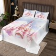 thumbnail image 2 of Erosebridal Princess Castle Coverlet Set Queen, Light Pink Bedding Set, Cartoon Cloud Star Decor 3-Piece, 2 of 5