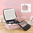 thumbnail image 4 of Makeup Travel Train Case with Mirror and 4 Color LED Light, Cosmetic Box Organizer with Adjustable Dividers Storage Waterproof Portable Makeup Bag for Women Gift, 4 of 5
