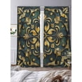 thumbnail image 3 of Vintage Flower Pattern Sheer Curtains 96 Inches Long 2 Panels Gold Flower Dark Green Background Light Filtering Semi Sheer Window Curtains Drapes for Bedroom Living Room 52"x96", 3 of 7