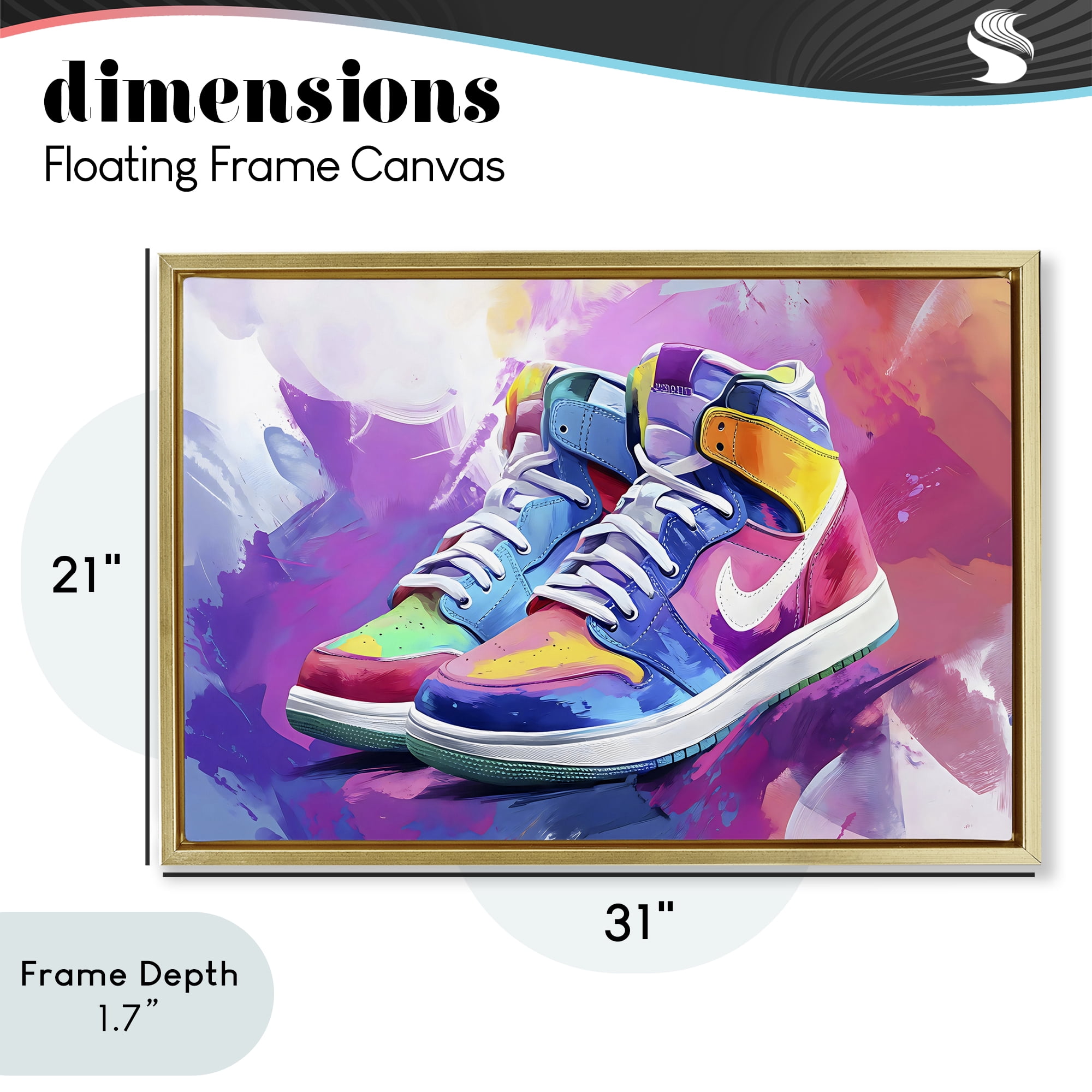 Stupell Industries Stylish Vintage Sneakers Gold Framed Floater Canvas Wall Art, design by Creative Studio