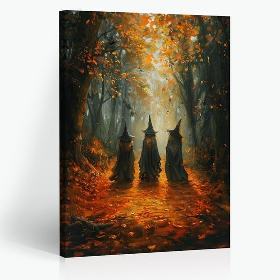 Vintage Three Witches in The Forest Witchy Canvas Painting Print Halloween Wall Art Gothic Decor Witch Poster Aesthetic Room Family Prints Canvas Decorations Perfect holiday gift