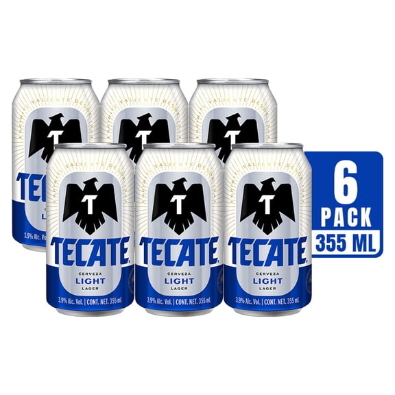 Cerveza clara Tecate light 6 latas de 355 ml c/u