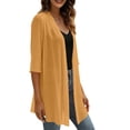 thumbnail image 4 of Wooowa Womens Lightweight Kimono Cardigans Beach Cover ups Swimwear 3/4 Sleeve Loose Casual Summer Tops 2026, 4 of 9