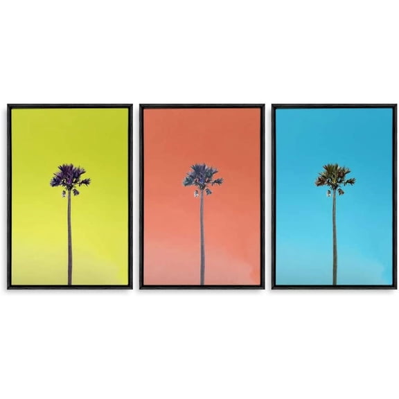 IDEA4WALL 3 Piece Canvas Wall Art Tropical Palm Trees Canvas Prints Framed Wall Art Decor