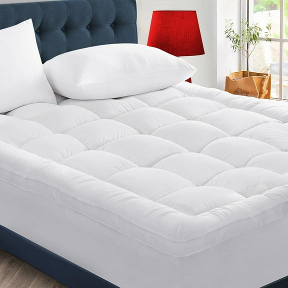 RV King Mattress Topper - Extra Thick Cooling Mattress Pad Cover for Back Pain - Soft Mattress Protector Firm Bed Topper Pillow Top with 8-21 Inch Deep Pocket 3D Snow Down Alternative Fill White