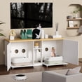 thumbnail image 5 of VIVISPECIAL Multifunctional TV Stand for TVs Up to 65", TV Console with Litter Box Enclosures for 2 Box, Litter Box Enclosures Furniture & Television Stands for Living Room, Bedroom,58 Inch (White), 5 of 7