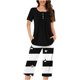 thumbnail image 2 of Sexy Pijama Conjunto para las Mujeres, Cuello Redondo Blusa de Manga Corta Y Pantalones, Traje de Moda Casual, 2 of 9