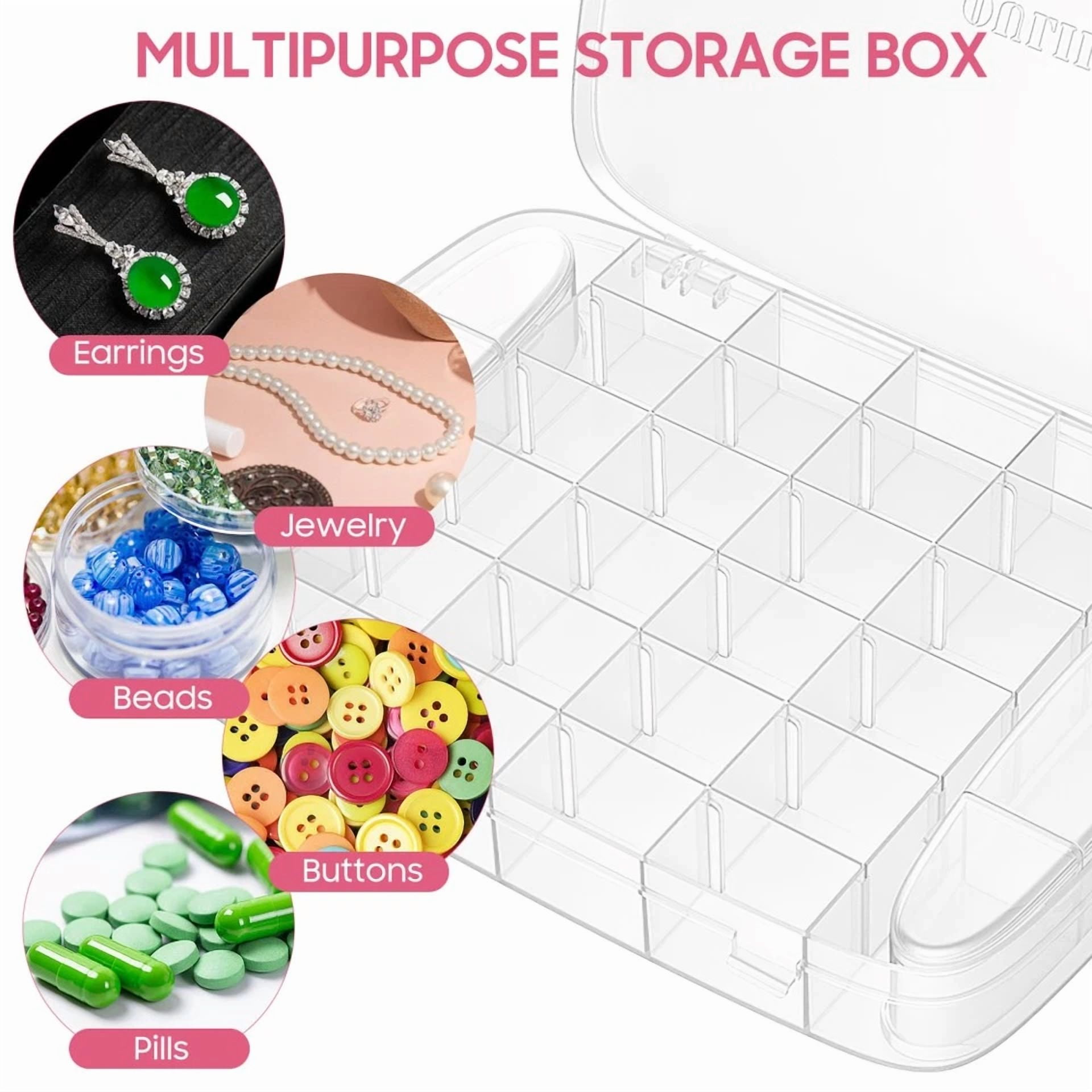 Small Craft Organizer Box Rectangle Plastic Container Tray With Dividers