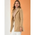 thumbnail image 4 of Abrigo de invierno medio largo informal de negocios abotonado con cuello vuelto para mujer Caqui XL, 4 of 6