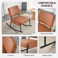thumbnail image 5 of PU Accent Rocking Chair, Upholstered Cushioned Seat Rocker Chair with Metal Legs, Soft Backrest Armless Recliner Chair Leisure Chair for Baby Nursery, Living Room, Bedroom, Brown, 5 of 8