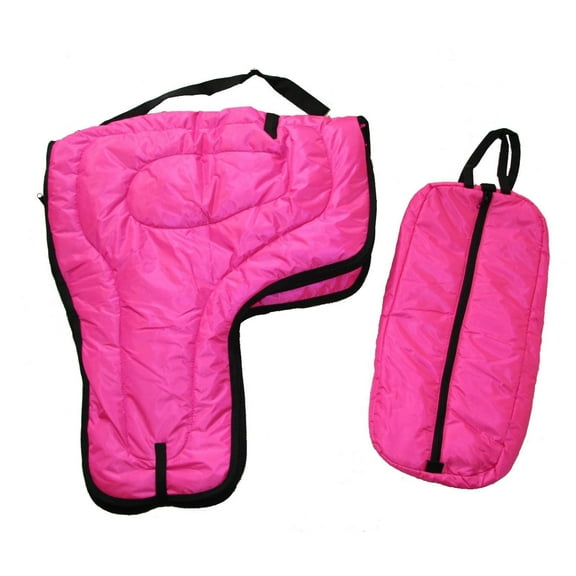 AJ Tack Western Padded Saddle and Bridle Carrier Set Hot Pink