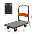 thumbnail image 7 of Platform Truck,660 lbs Capacity Steel Flatbed Cart,Foldable Push Hand Cart with 360 Degree Swivel Wheels,Heavy Duty Utility Push Carts for Loading and Storage,35" x 23" x 34",Orange, 7 of 7