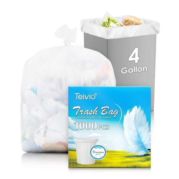 Bolsa de basura Teivio, 4 galones, 1000 unidades, bolsas de basura resistentes