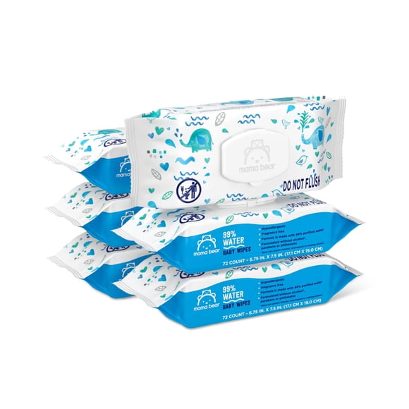 Toallitas húmedas para bebés Mama Bear, 99% a base de agua, 432 unidades (6 paquetes)