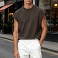 thumbnail image 5 of Men's Solid Color Sleeveless Tank Top, Crewneck Loose Fit Undershirt, Breathable Cotton Vest for Casual Summer Wear, 5 of 9