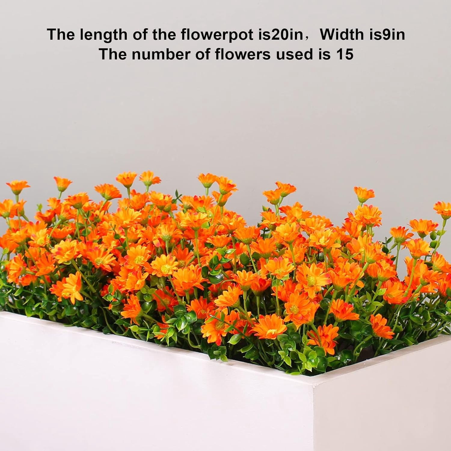 8 Bundles Artificial Flowers for Outdoors Faux Mums UV Resistant Plastic Fall Plants Fake Greenery Orange Daisy Bulk