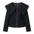 thumbnail image 1 of Chaqueta Bomber con cuello de solapa y cremallera para mujer, abrigo de manga larga con bolsillos, novedad de primavera, 1 of 5
