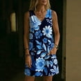 thumbnail image 5 of QUNYINEY Mini Sun Dresses for Women Floral Sleeveless Summer A Line Tank Dress with Pockets Loose Fit Vacation Casual V Neck Dresses, 5 of 7