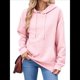 thumbnail image 1 of Sudadera con Capucha para Mujer, Informal, de Larga, con Cordón Ajustable, Estilo Waffle, Holgada, con Bolsillo. Rosa L, 1 of 10
