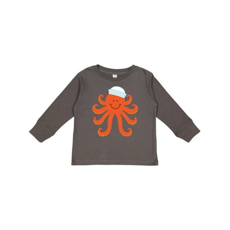 

Inktastic Orange Octopus Cute Sea Creature Nautical Gift Toddler Boy or Toddler Girl Long Sleeve T-Shirt