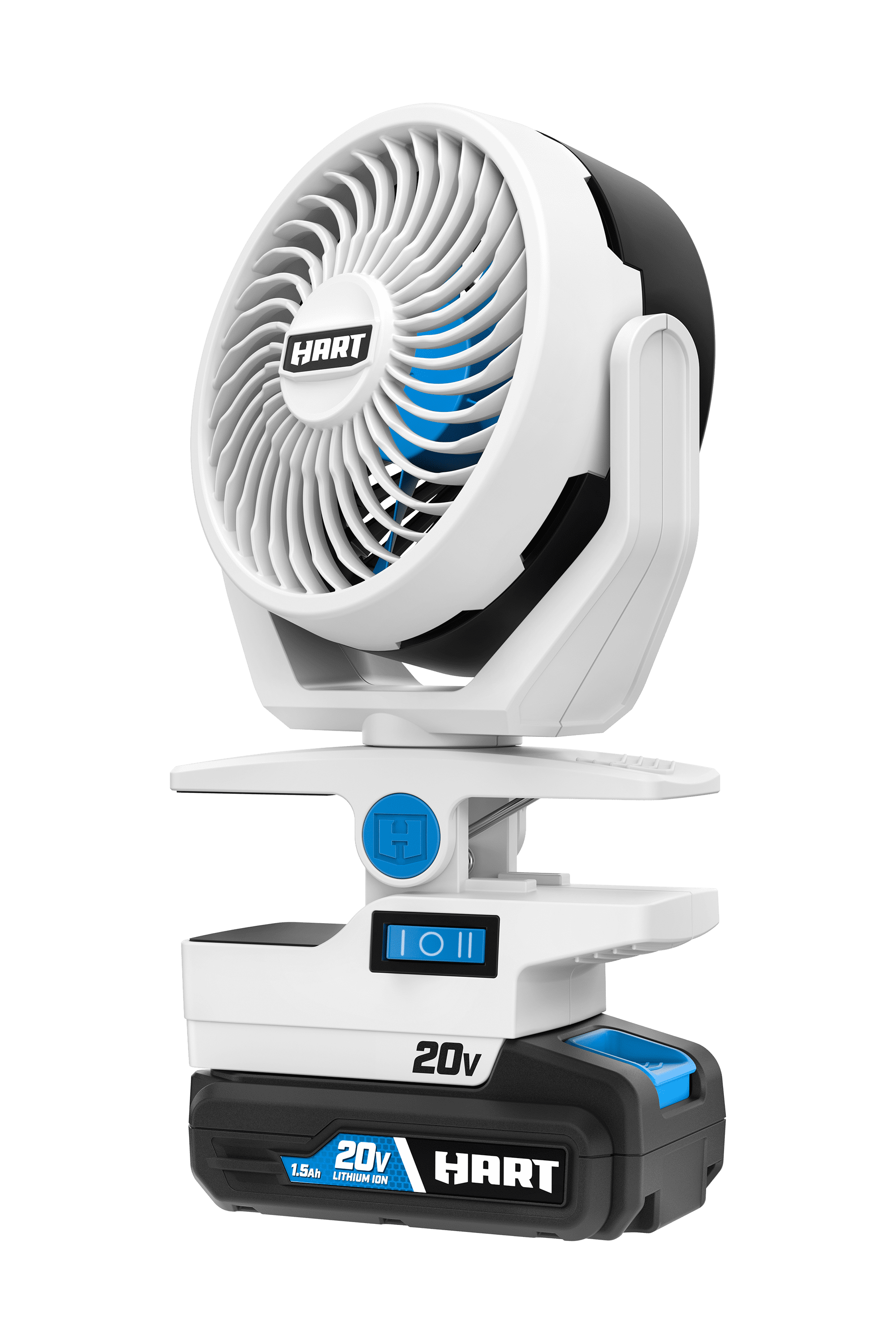 HART 20-Volt 4-Inch Clamp Fan Kit (1) 20-Volt Lithium-Ion Battery