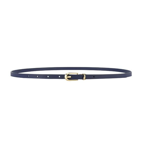 TELOLY Leather Skinny Women Belt with Buckle Detachable Adjustable Thin Waist Belts for Dresses Pants Jeans Simple Belt Thin Belts for Women,Navy