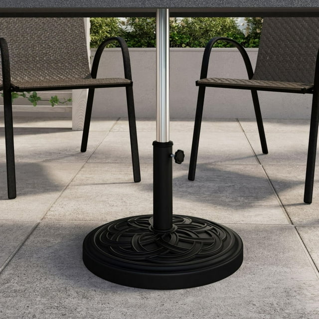 HOMETRENDS 25.8 lb Powder-Coated Round Resin Patio Umbrella Base, Black ...