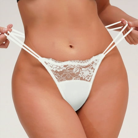 Meiodtion Underwear for Women Comfort G String Seamless High Waisted Panties Thong Banded Waist Elastic No Show Panty  White  S