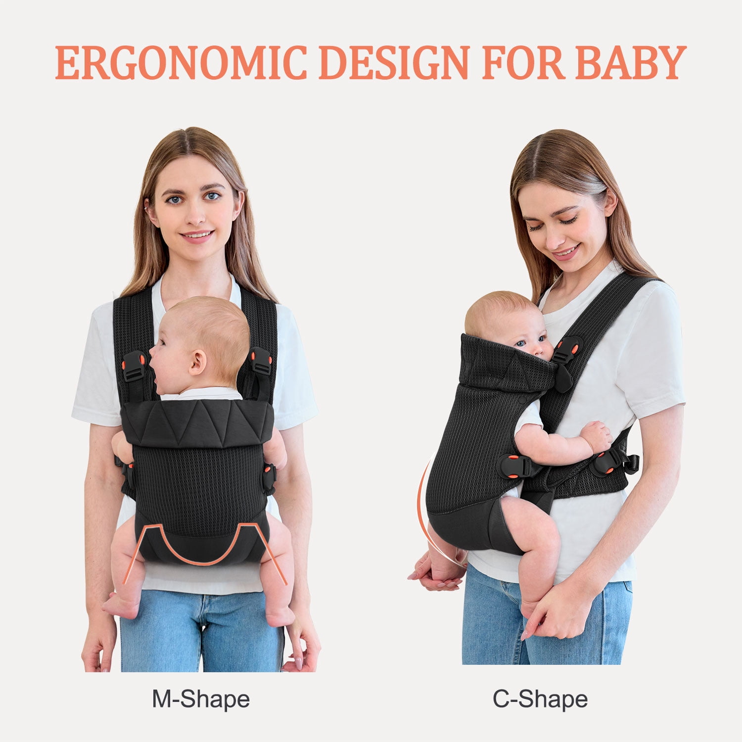 Newborn Carrier, Baby Carrier Newborn to Toddler, Ergonomic Baby Sling with Head Support