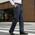 thumbnail image 4 of Hinvhai Mens Casual Chino Pants Elastic Waist Lightweight Trousers Classic-Fit Business Dress Pants with Pockets Navy M(M), 4 of 9