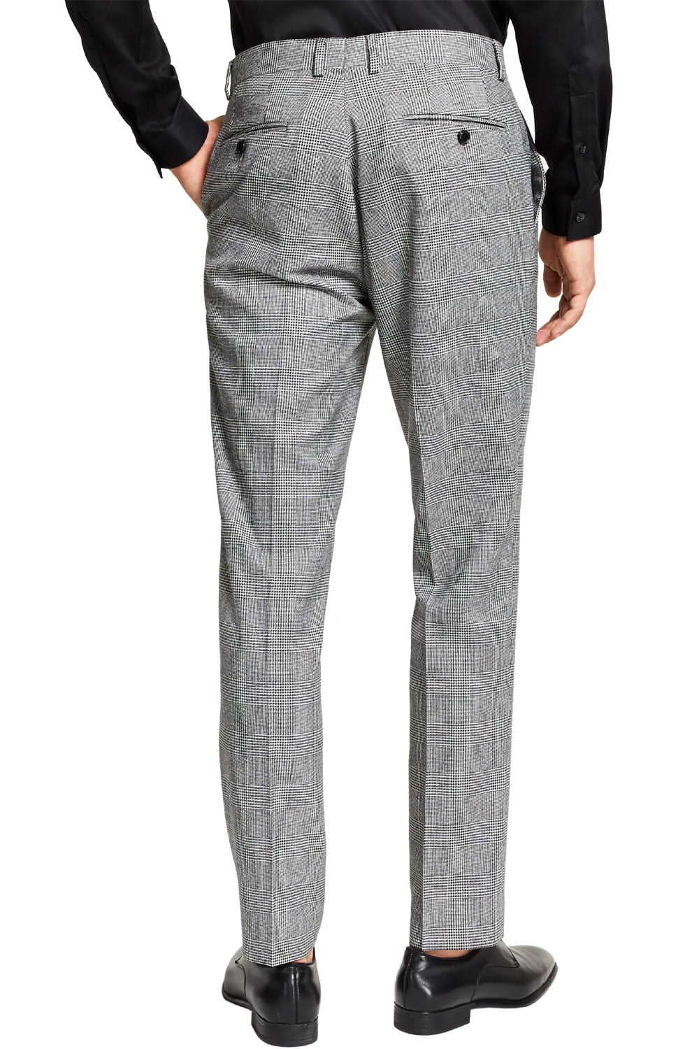 Bar III Mens Slim-Fit Plaid Wool Blend Dress Pants 30 x 30 Black