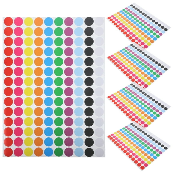 5 Sheets of Colored Circle Dot Stickers Round Labels Dot Decals Coding Dots