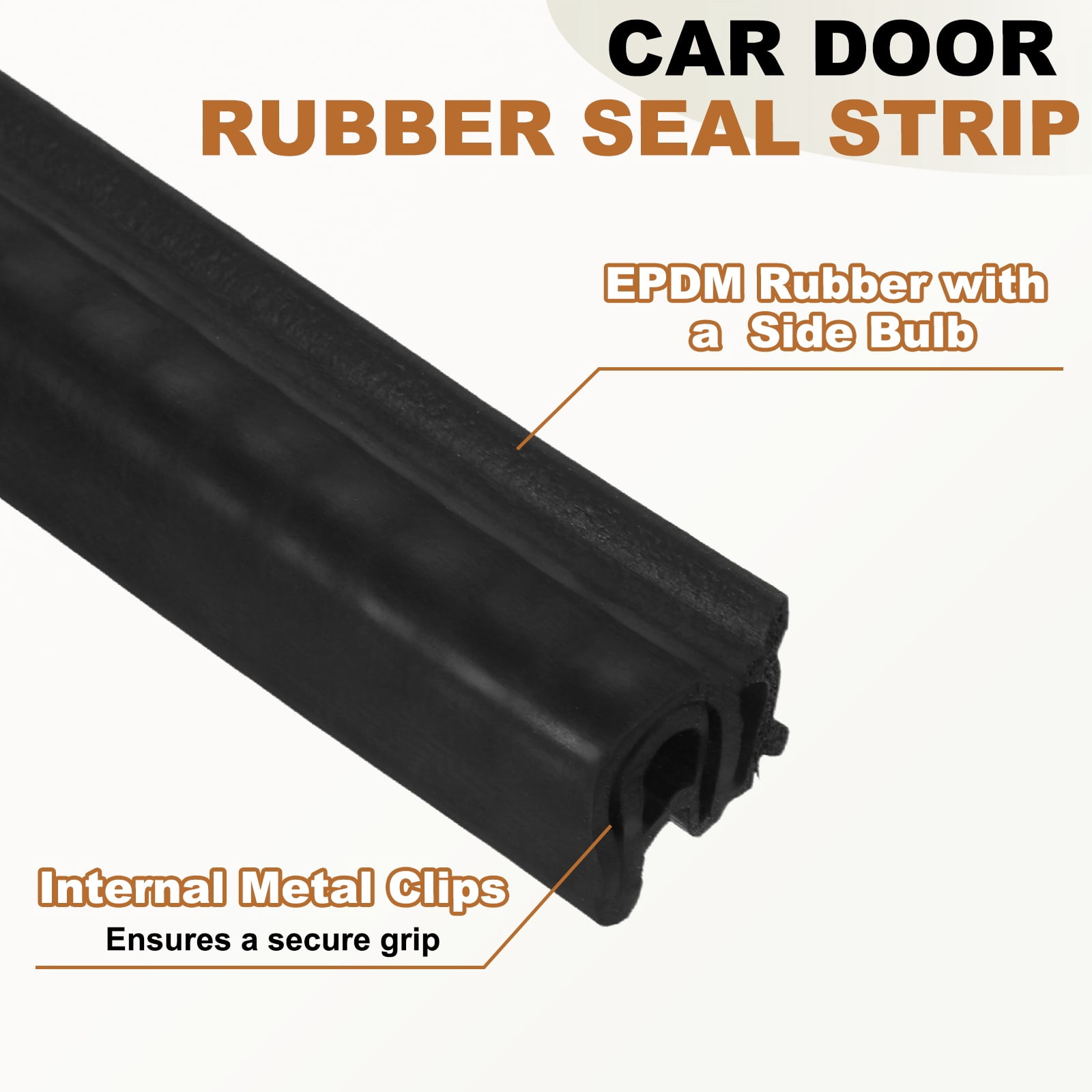 Door Weather Stripping 6.5FT, 13mm W x 12mm H EPDM Car Door Rubber Edge Trim Seal Strip Gasket with Side Bulb Fit 0.5mm to 2.5mm Edge for Electrical Cabinet Car Boat Truck, Black
