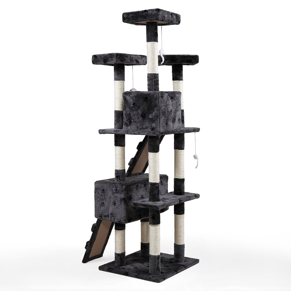 Kadyn Cat Tree, Multi-Level Cat Tower with Play Tunnel and Dangling Interactive Toy, Cat Tree Condo for Indoor Cats, Grey Kadyn Cat Tree, Multi-Level Cat Tower with Play Tunnel and Dangling Interactive Toy, Cat Tree Condo for Indoor Cats, Grey