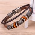 thumbnail image 4 of FNNMNNR Retro Leather Bracelet Fashion Men Punk Bracelet Handmade Brown Leather Bracelet, 4 of 8