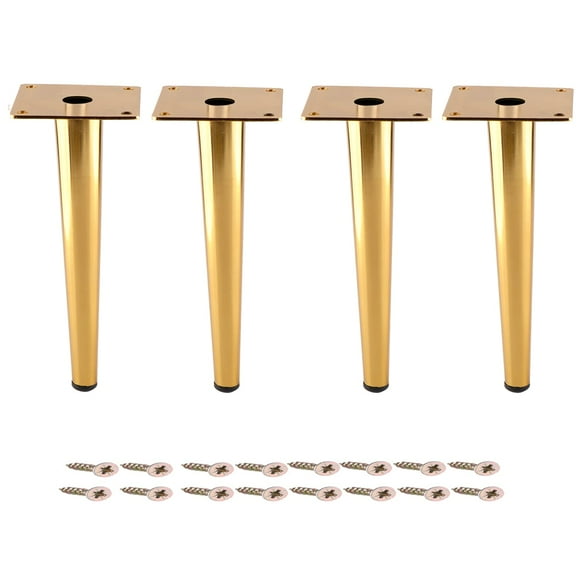 Osring 8 Inch Furniture Table Legs Golden Steel Round Tapered Modern Sofa Feet Straight Metal Furniture Legs Hardware for Cabinet and Couch 4 Pack