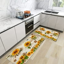 Lushsy Gym Sunflower Kitchen Mat, 17.3" x 47"   17.3" x 28", Non-Slip (2 Count)