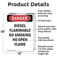 thumbnail image 2 of (2 Pack) Diesel Flammable No Smoking No OSHA Danger Sign 12 Inch X 18 Inch Indoor / Outdoor Rust-Free Aluminum Metal Signs for Workplace, Workshop, and Construction Site, Made in the, 2 of 8