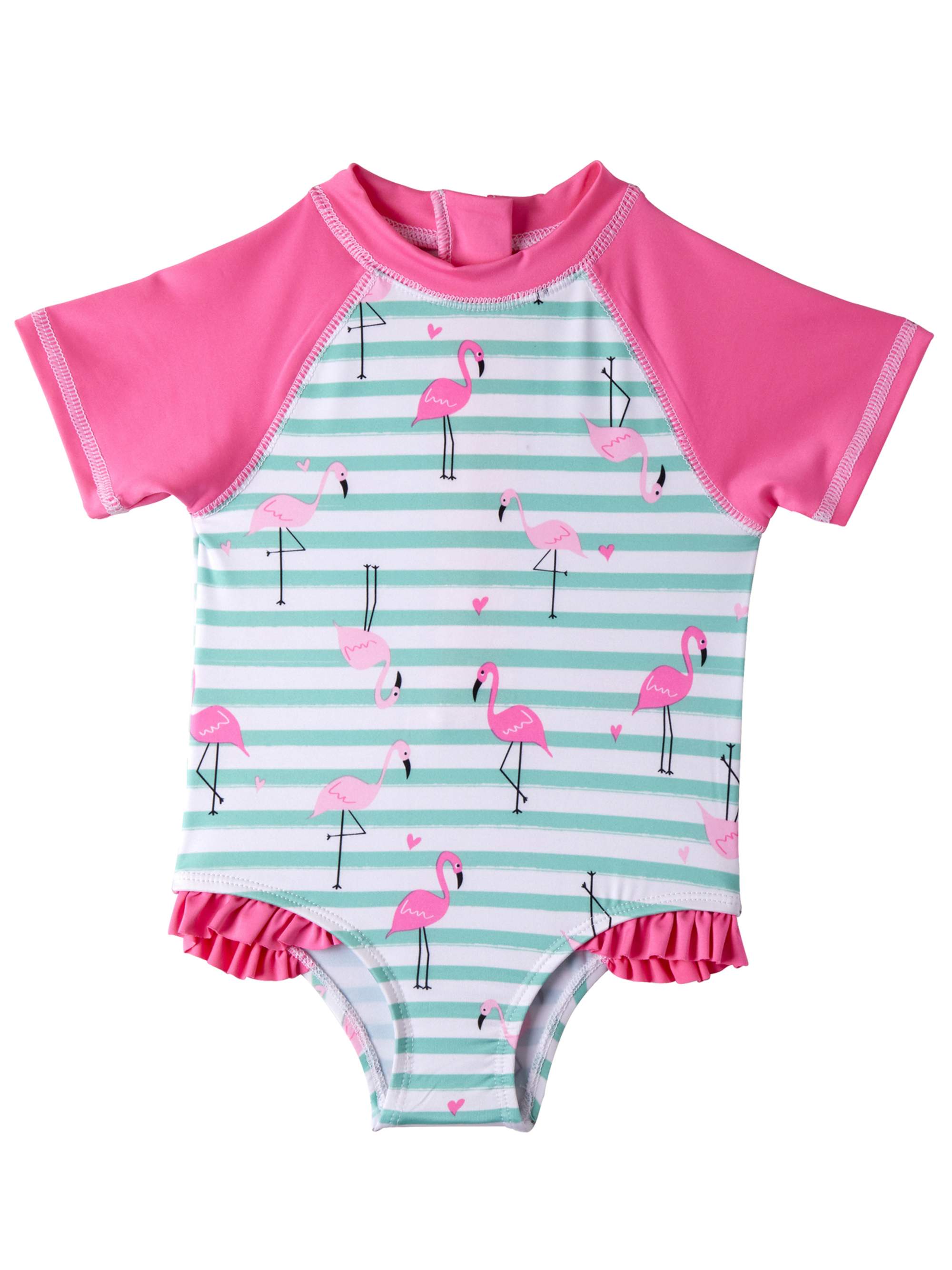 Wippette Baby Girls Swimwear Newborn//Infant One Piece Rash Guard Swimsuit with Sun Protection UPF 50+