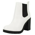 thumbnail image 2 of Soda Women's Chelsea Pull On Tab Lug Block Ankle Boot, White ,  10 M US, 2 of 4
