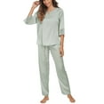 thumbnail image 4 of Unique Bargains Womens Floral Button Down Shirt Shorts Satin 2pcs Pajama Sleepwear Sets, 4 of 5