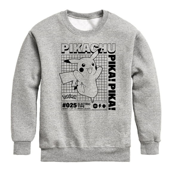 Pokémon - Pikachu Info Chart - Youth Crewneck Fleece Sweatshirt