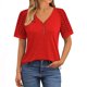 thumbnail image 5 of Tamaño Más Manga Corta Tops para Mujeres Verano Color Sólido Puff Manga Corta Suelta Moda Cuello Redondo Top, 5 of 6